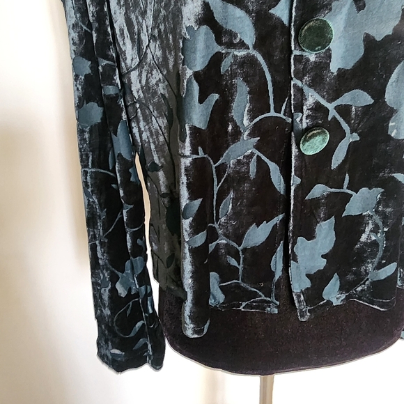 Vintage Rabbit Rabbit Rabbit Velvet Devoré Top Green Whimsygoth Size 14 - Picture 10 of 15